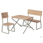 MAILEG GARDEN SET, TABLE WITH CHAIR AND BENCH - MINIATURE