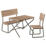 MAILEG GARDEN SET, TABLE WITH CHAIR AND BENCH - MINIATURE