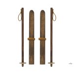 MAILEG SKI END SKI POLES SET, MUM AND DAD