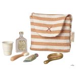 MAILEG Toothbrush set in bag, Mouse - Coral stripe