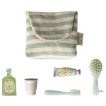MAILEG Toothbrush set in bag, Mouse - Blue stripe