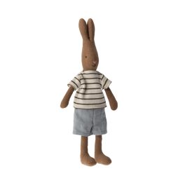MAILEG RABBIT SIZE 1, CHOCOLATE BROWN - STRIPED BLOUSE AN
