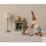 MAILEG Bunny, Micro - Brown - Dusty rose knitted suit