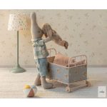 MAILEG Bunny, Micro - Brown - Dusty rose knitted suit