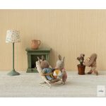 MAILEG Bunny, Micro - Brown - Dusty rose knitted suit