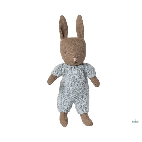 MAILEG Bunny, Micro - Brown - Dusty rose knitted suit