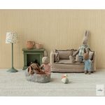 MAILEG Bunny, Micro - Brown - Dusty rose knitted suit