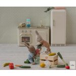 MAILEG Bunny, Micro - Brown - Dusty rose knitted suit