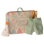 MAILEG CLOWN CLOTHES IN SUITCASE, LITTLE BROTHER MOUSE