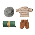 MAILEG HIKER MOUSE, , BROWN STRIPES