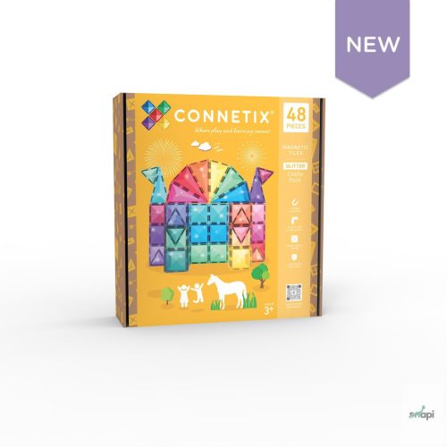 CONNETIX GLITTER CASTLE / CSILLOGÓ VÁRÉPÍTŐ SZETT, 48 DB-OS - előrendelésre