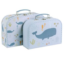 A LITTLE LOVELY COMPANY  SUITCASE SET, 2 PIECES -  OCEAN